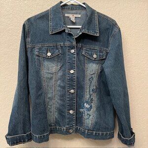 Adolfo Jeans women’s Jean Jacket Size Medium embellished denim jacket